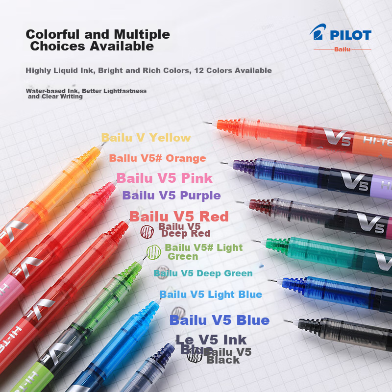 PILOT BX-V5 Rollerball Pen, 0.5mm Needle Tip, Gel Ink, Colorful Student Exam Pen...