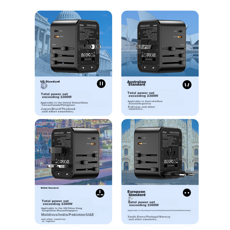 Biaze PD35W Fast Charging International Travel Adapter/multi-Country Universal T...