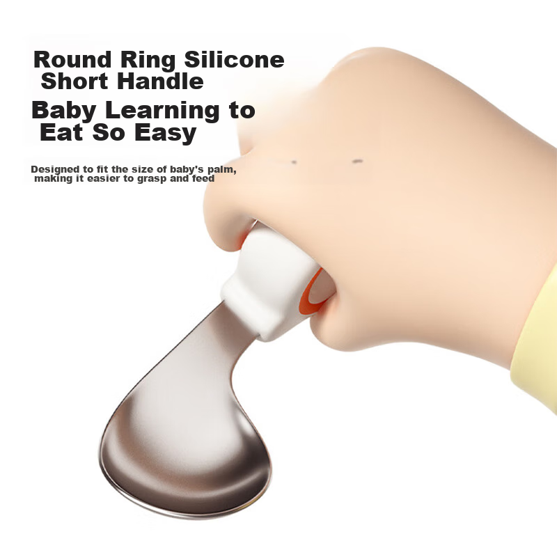 Baoshi Children's Spoon, Baby Learning to Eat, 316 Stainless Steel Fork And Spoo...