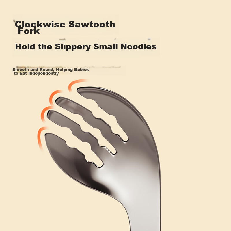 Baoshi Children's Spoon, Baby Learning to Eat, 316 Stainless Steel Fork And Spoo...