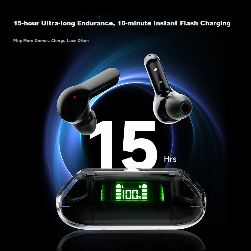 Biaze High-Quality Gaming Wireless Bluetooth Headphones with Smart Battery Displ...