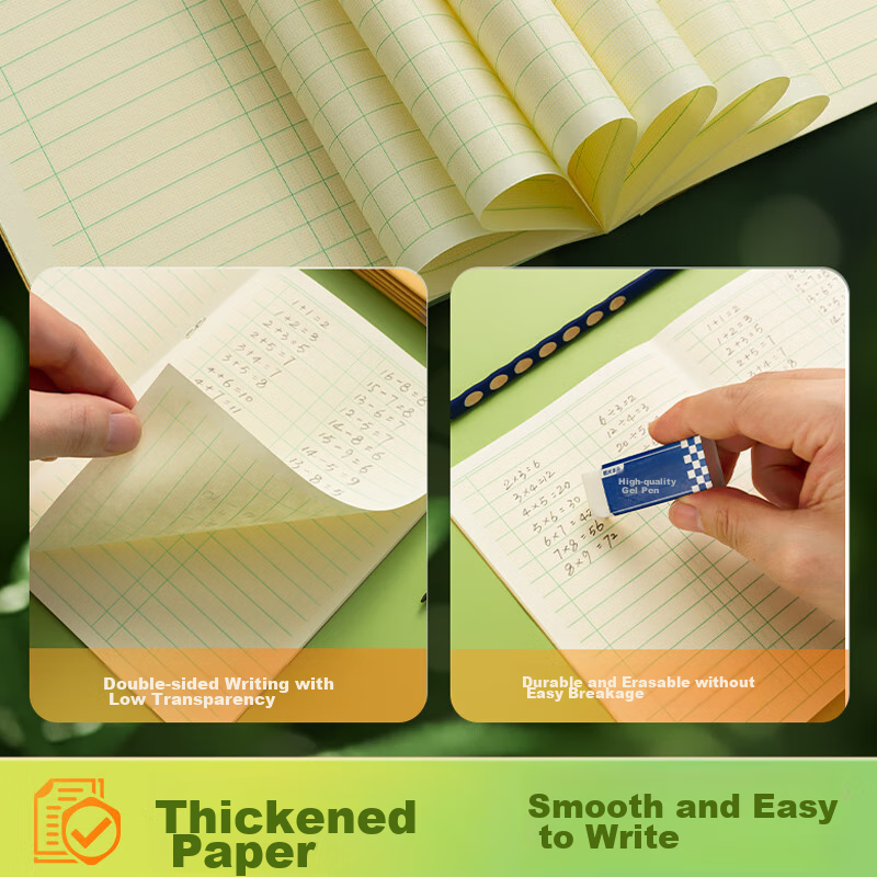 Chenguang (M&G) Stationery Math Notebook 36K, 18 Rows 2 Columns, First Grade Hom...