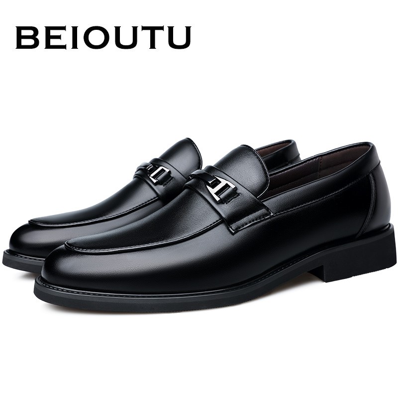 BEIOUTU Men's Slip-On Leather Shoes, Business Casual, Fashionable Loafers, Forma...