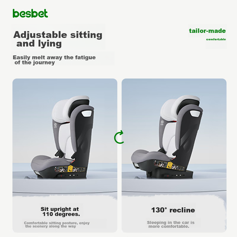 Besbet Child Safety Car Seat for Ages 3-12, I-Size Certified Growth Series, Knig...