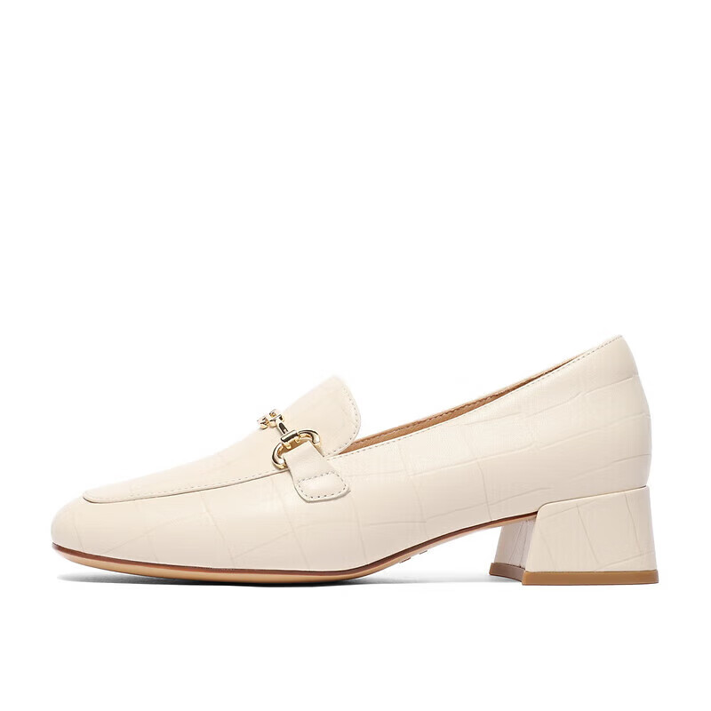 Belle Commuter Loafers for Women, Sheepskin Embossed OL Flats BZ520CA3, Beige, S...