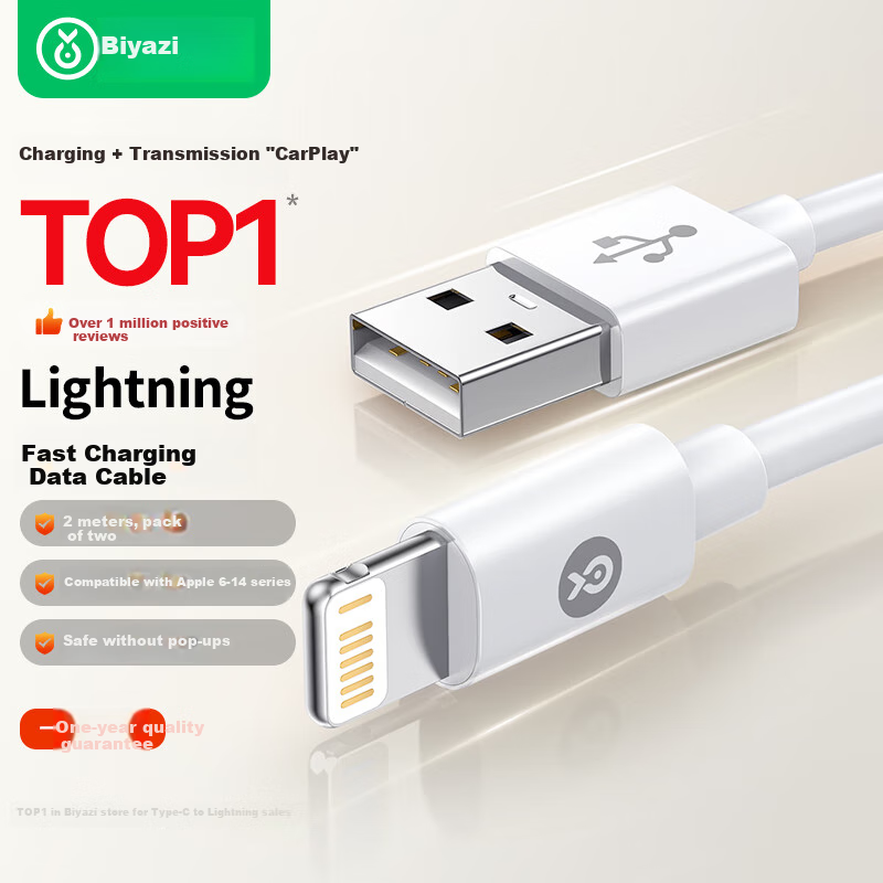 BIAZE 2-Pack Fast Charging Cable Compatible with iPhone 14 Pro Max/13/12/XR/Xs/8...