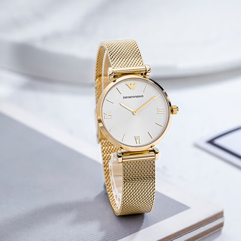 Emporio Armani Women's Watch AR1957, Minimalist Stainless Steel Strap European a...