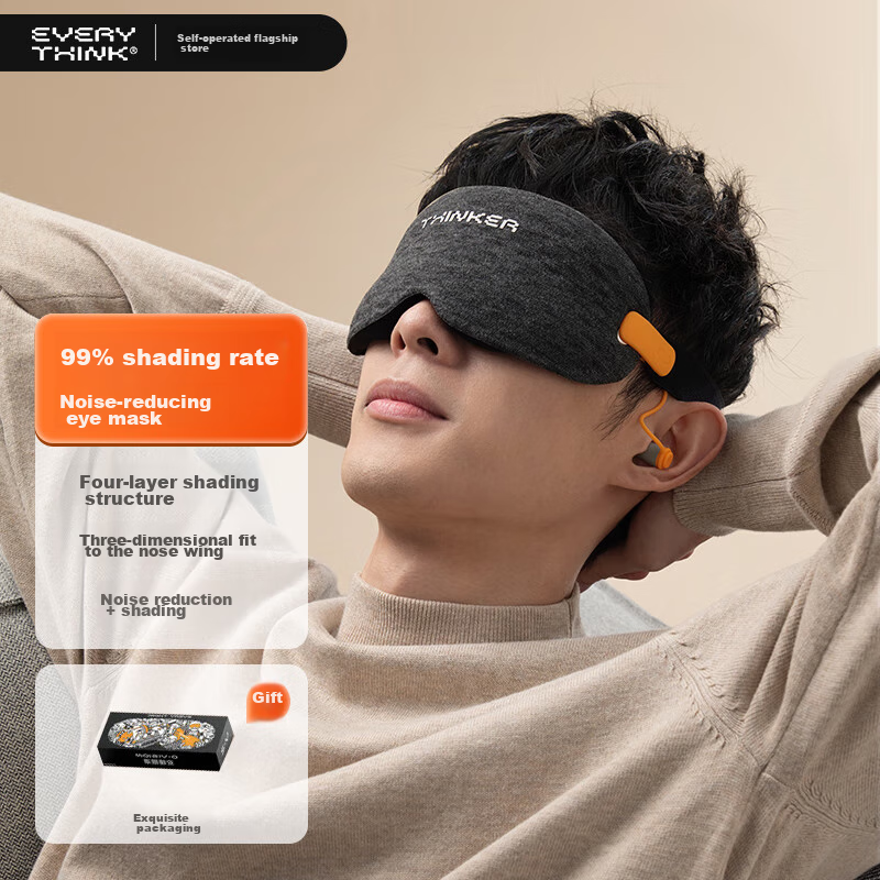 EVERYTHINK Sleep Mask, Light-Blocking, Noise-Reducing, for Better Sleep, Integra...