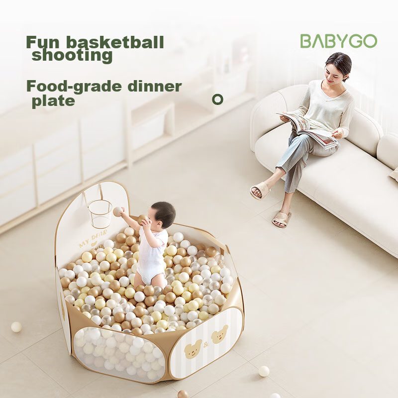 BG-BABYGO Foldable Baby Ball Pit, Ball Pit Game Fence, Tent, Infant Colorful Bal...