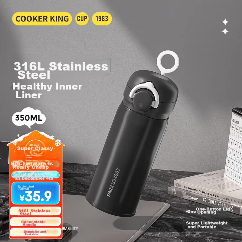 COOKER KING Insulated Water Bottle 316L Stainless Steel Vacuum Lock Temperature...