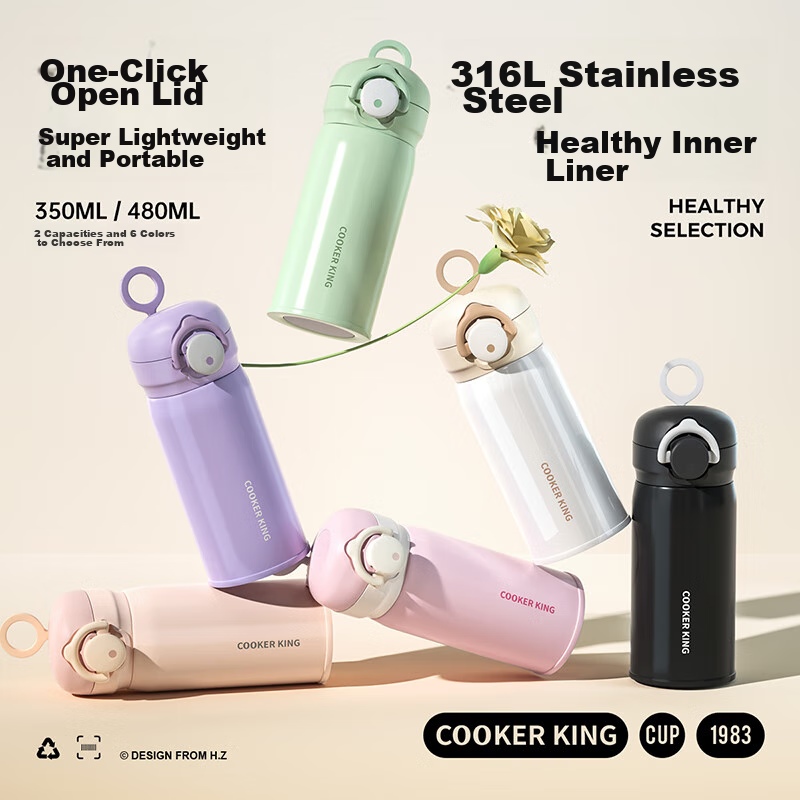 COOKER KING Insulated Water Bottle 316L Stainless Steel Vacuum Lock Temperature...