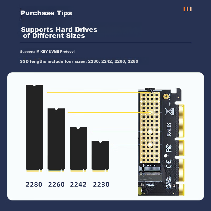 EB-LINK PCIe 4.0 X16 to M2 Expansion Card, Full Speed 64Gbps, Single M.2 Interfa...