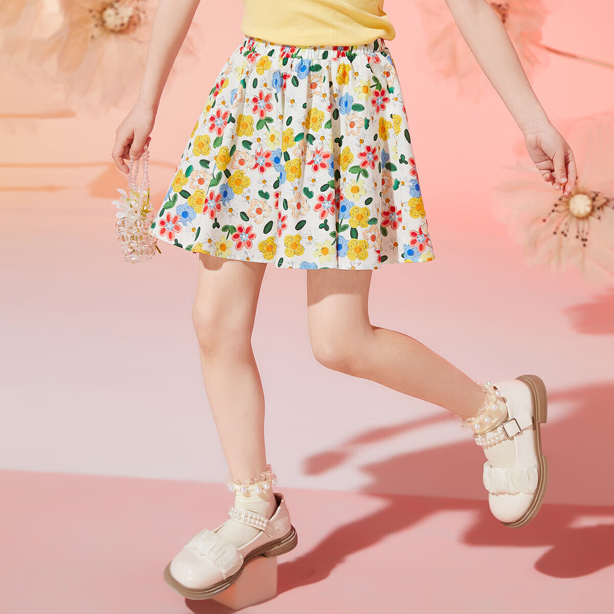 ASK JUNIOR Girls' Shorts, Summer 2025, for Older Children, All-Over Floral Print...
