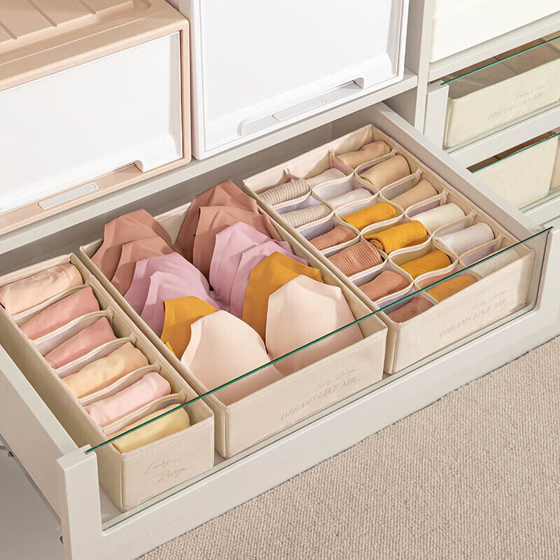 EACHY Underwear Storage Box, Sock Organizer, Drawer-Style Compartment for Bras A...