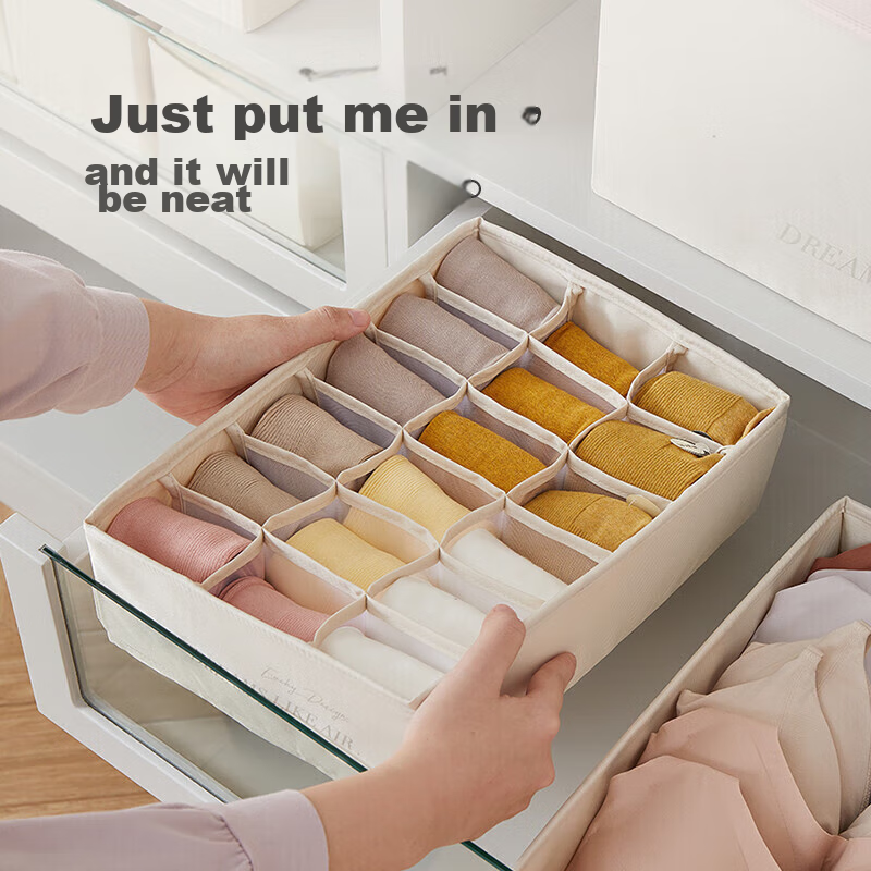 EACHY Underwear Storage Box, Sock Organizer, Drawer-Style Compartment for Bras A...