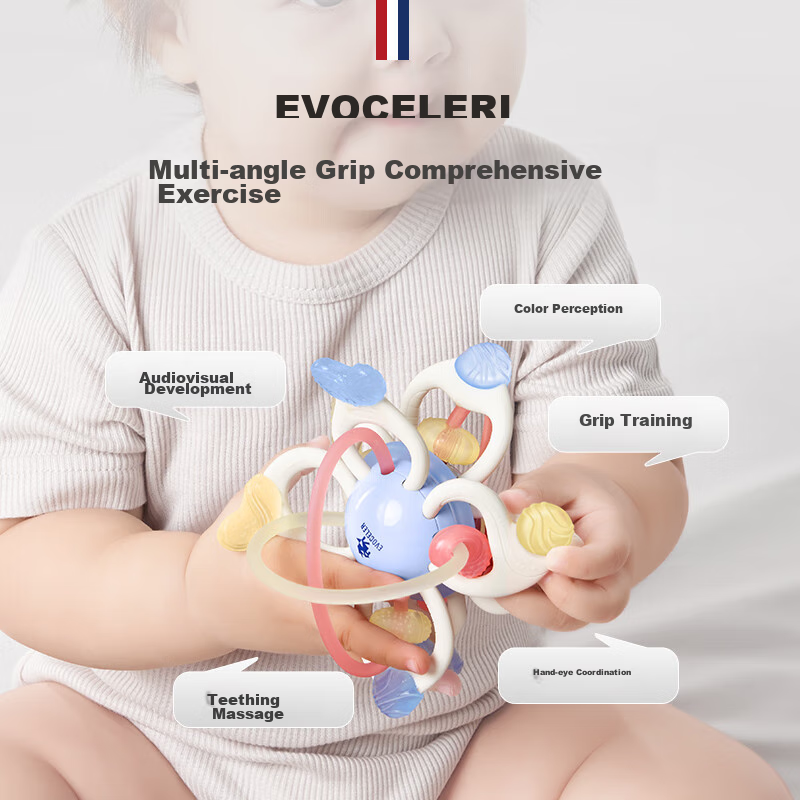EVOCELER Newborn Manhattan Teething Ball, Infant Toy, 0-1 Year Old Baby Teether