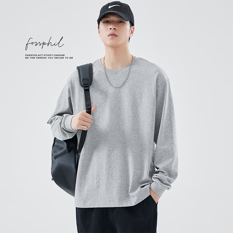 Foss Phil Men's Fashion Brand T-shirt Spring and Autumn Solid Color Cotton Long...