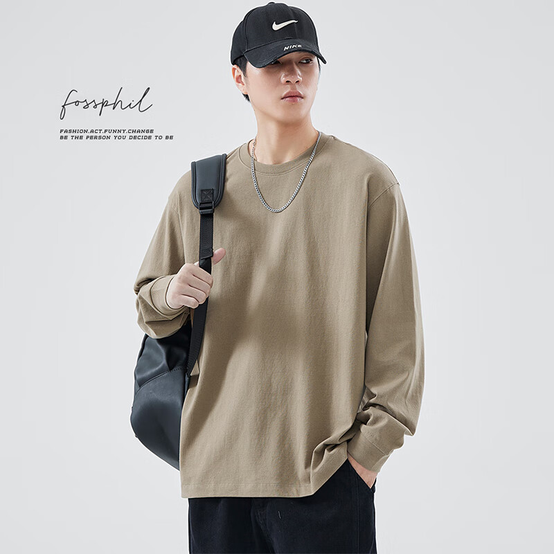 Foss Phil Men's Fashion Brand T-shirt Spring and Autumn Solid Color Cotton Long...
