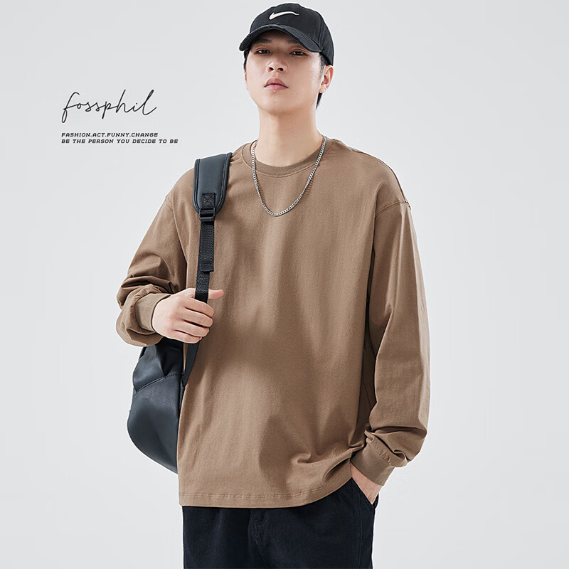Foss Phil Men's Fashion Brand T-shirt Spring and Autumn Solid Color Cotton Long...