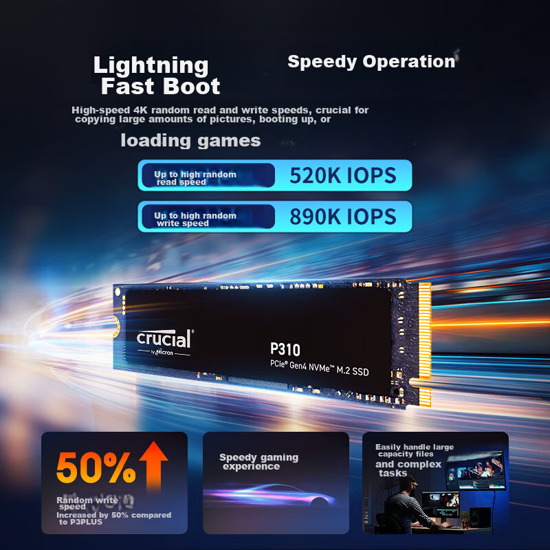 Crucial Micron P310 500GB SSD M.2 Interface (NVMe PCIe 4.0 X4) Read Speed 6600MB...