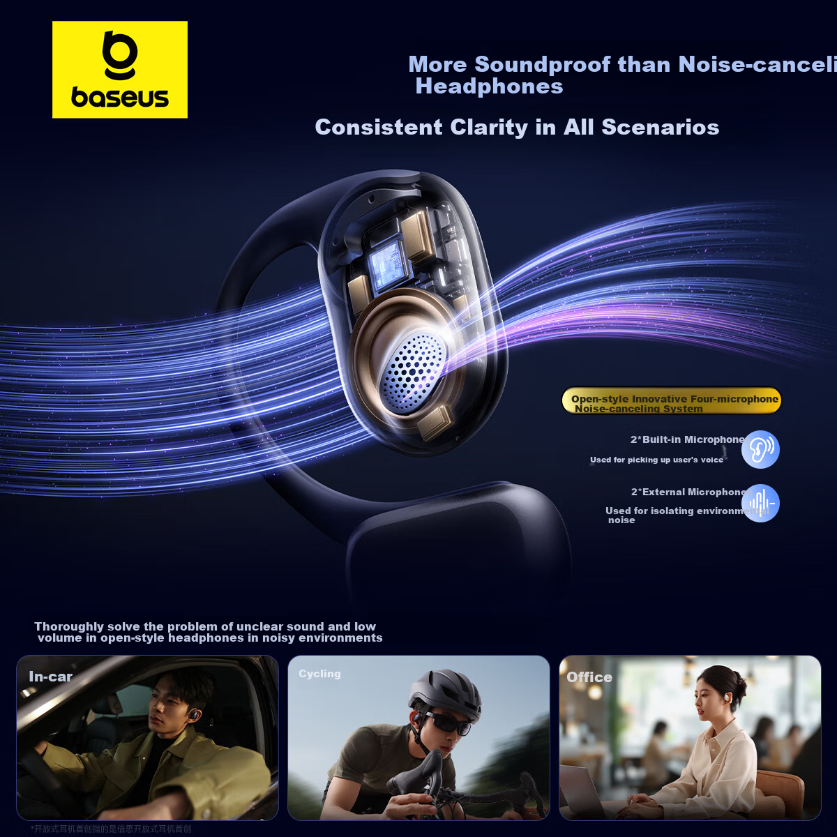 Baseus MF1 Bone Conduction Open-ear Bluetooth Earphones Non-in-ear Hanging Ear S...