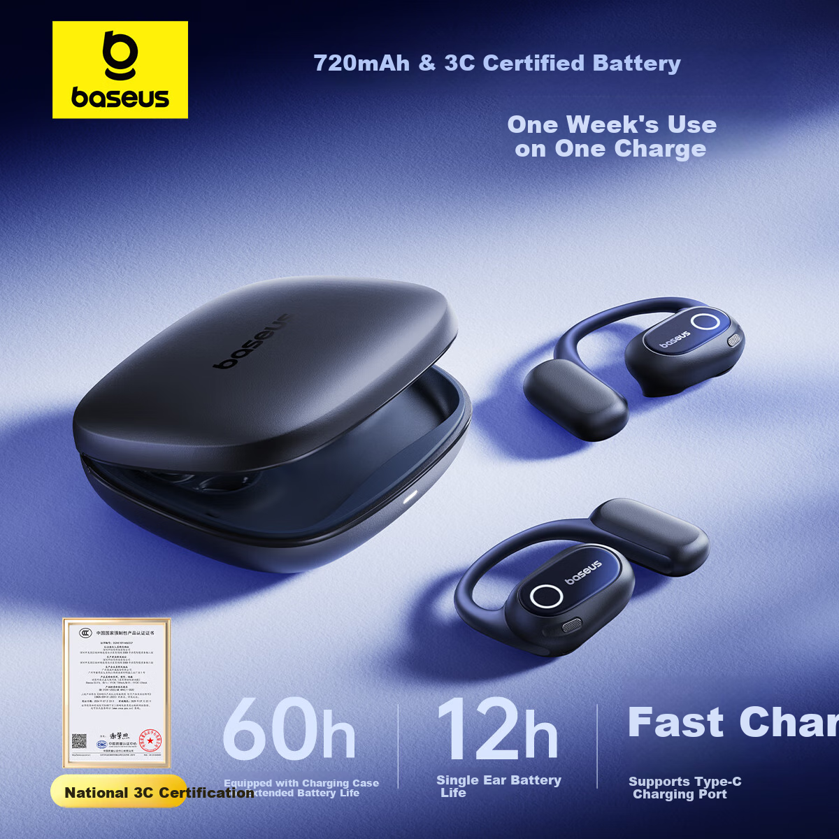 Baseus MF1 Bone Conduction Open-ear Bluetooth Earphones Non-in-ear Hanging Ear S...