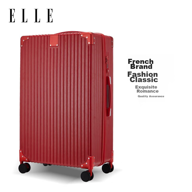 ELLE French 20-Inch Suitcase, Red Fashionable Trolley Case, Travel Luggage, Zipp...