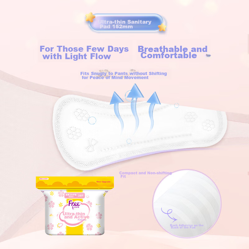 FREE Ultra-Thin Touch 0.6mm Invisible Thin Cotton Soft Surface Active Sanitary N...