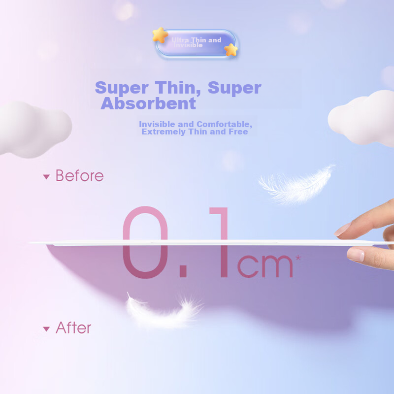 FREE Ultra-Thin Touch 0.6mm Invisible Thin Cotton Soft Surface Active Sanitary N...