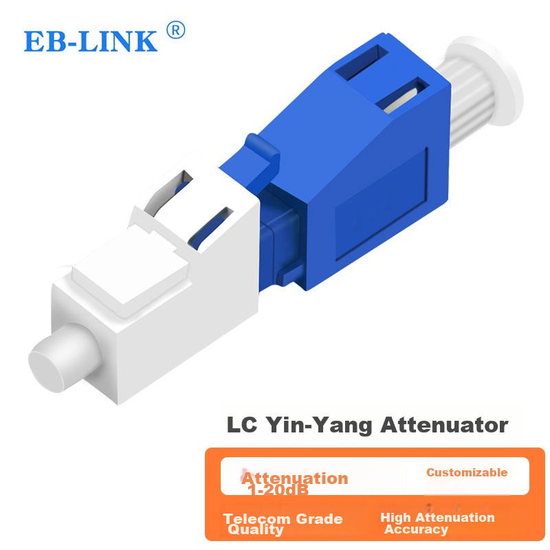 EB-LINK Engineering Telecom-Grade Fiber Optic Attenuator, LC Male-Female 10DB Si...