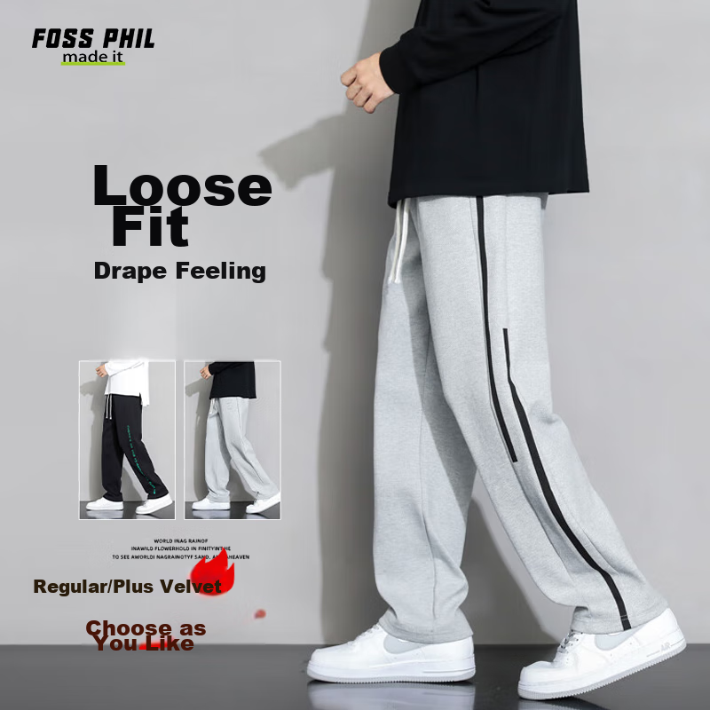 Foss Phil Men's Pants, Spring And Summer Loose-Fitting Trousers, Versatile Wide-...