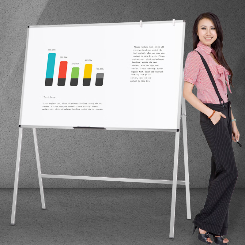 AUCS Auspicious 120*90cm Whiteboard Mobile Blackboard Stand-type Writing Board M...