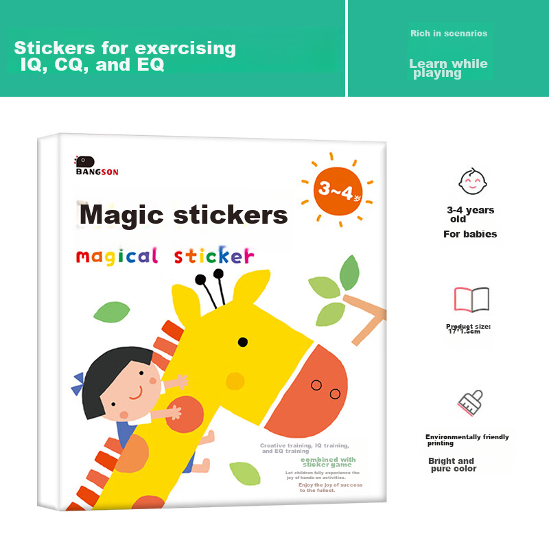 BANGSON Magic Sticker Books for 3-4 Year Old Children, Quiet Book Sticker Pictur...