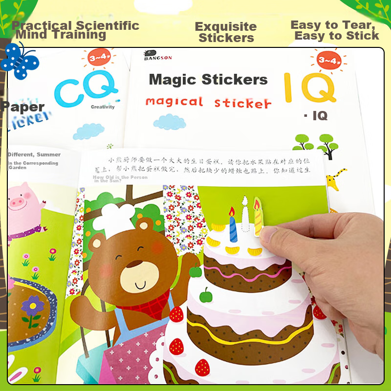 BANGSON Magic Sticker Books for 3-4 Year Old Children, Quiet Book Sticker Pictur...