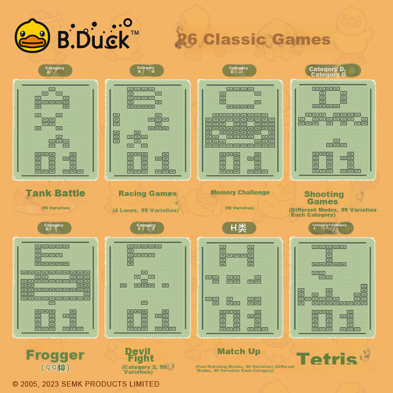 B.DUCK Handheld Game Console, Retro Game Machine, Large Screen, Educational Toy...