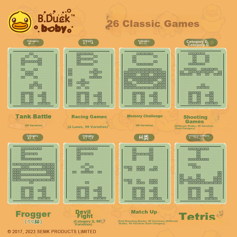 B.DUCK Handheld Game Console, Retro Game Machine, Large Screen, Educational Toy...