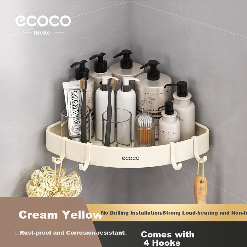 Ecoco No-Drill Bathroom Triangle Storage Rack, Wall-Mounted Toilet Washstand Org...
