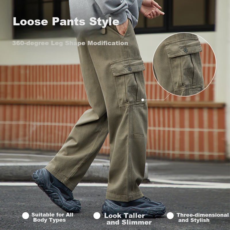 Gxg.jeans Men's Vintage Loose Fit Wide Leg Workwear Casual Jeans Army Green-1 17...