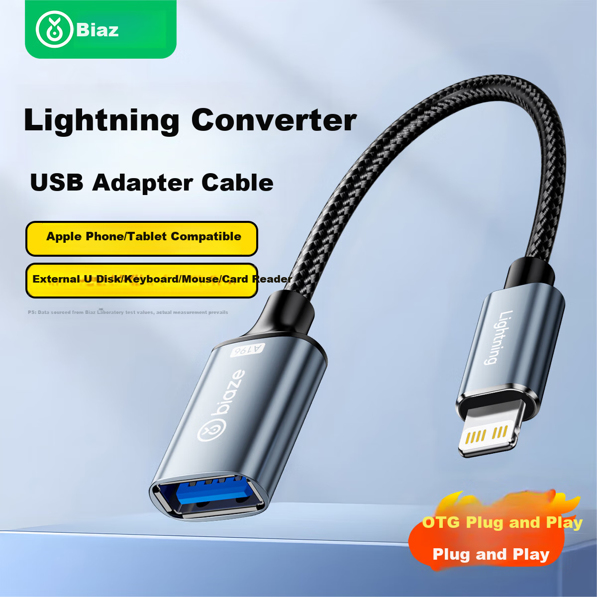 BIAZE Apple OTG Adapter Lightning to USB Female Converter for iPhone iPad Tablet...