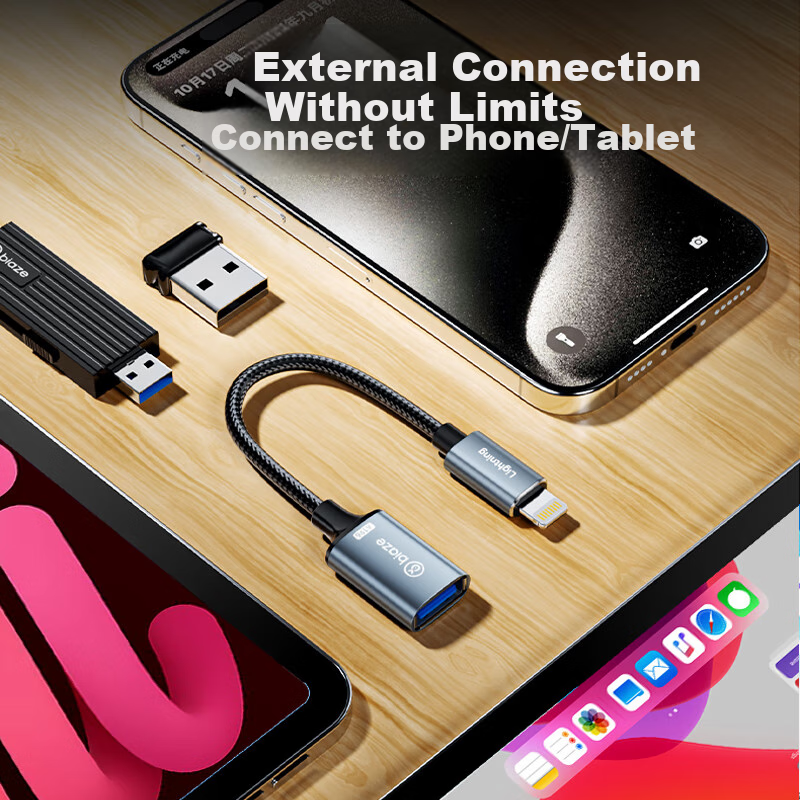 BIAZE Apple OTG Adapter Lightning to USB Female Converter for iPhone iPad Tablet...