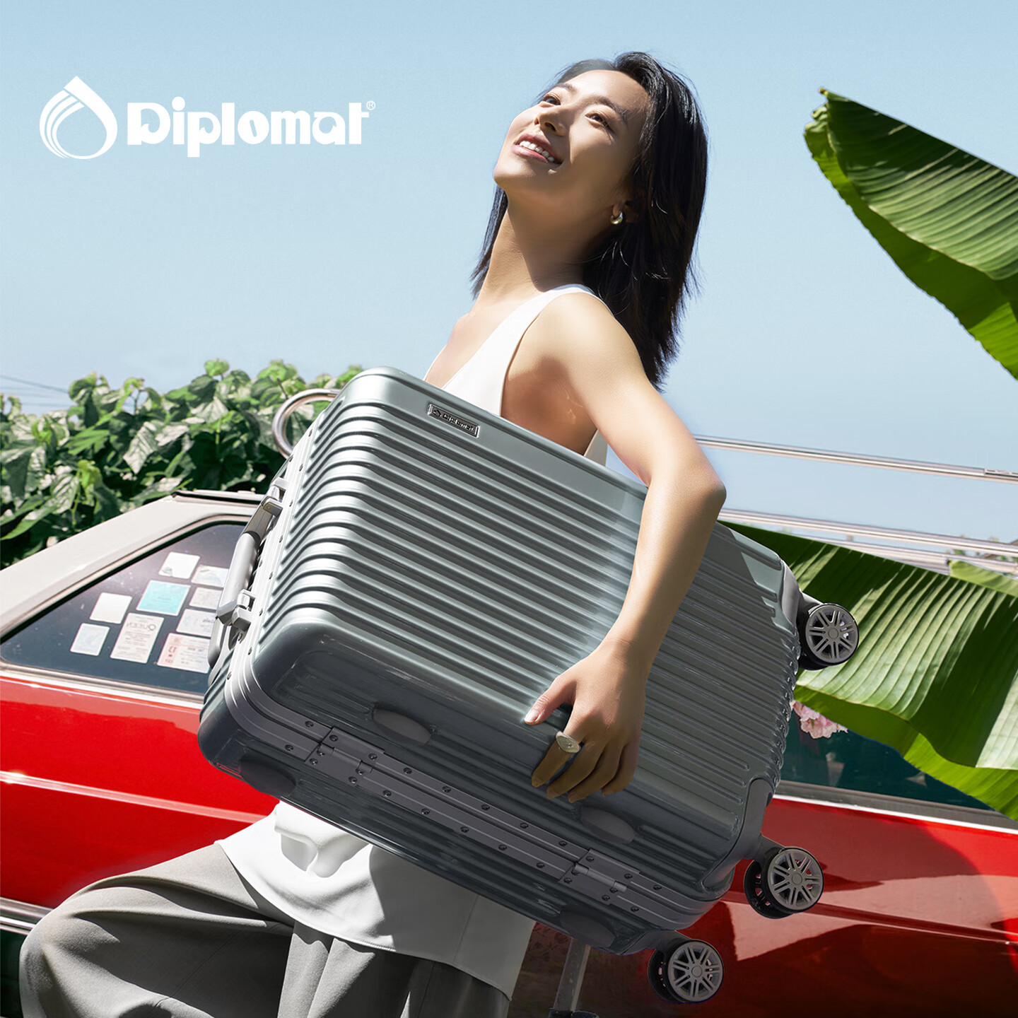 Diplomat Aluminum Frame Trolley Suitcase, Starlight Carry-On Luggage, 20-Inch Tr...