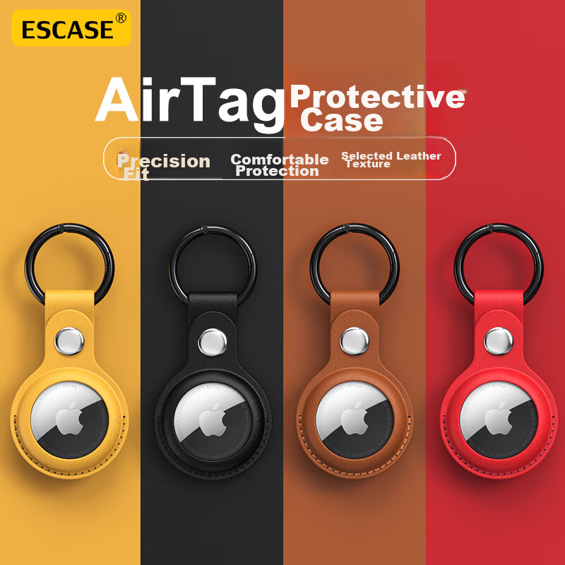 ESCASE 2021 New AirTag Protective Case, Apple AirTag Simulation Leather, Anti-Lo...