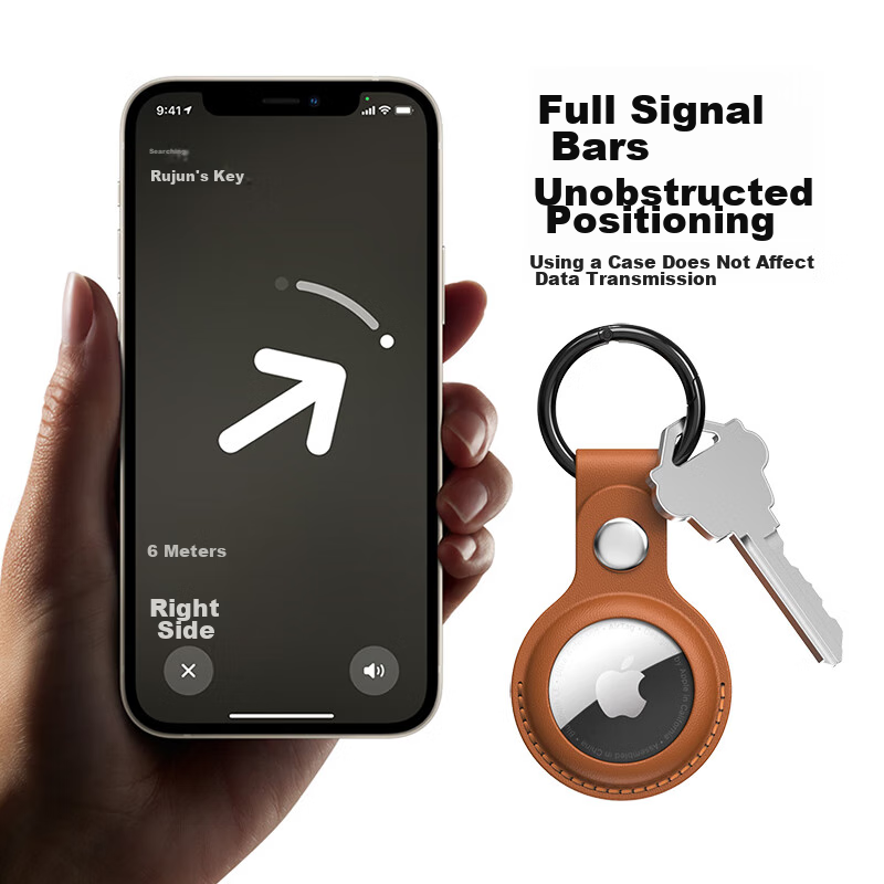 ESCASE 2021 New AirTag Protective Case, Apple AirTag Simulation Leather, Anti-Lo...