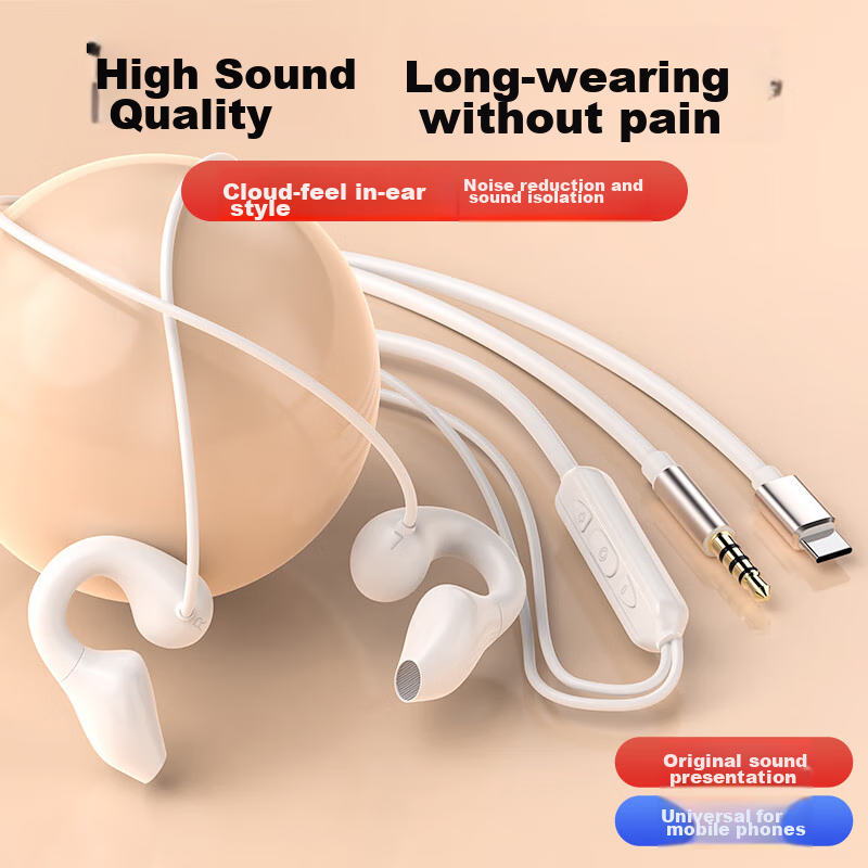 DIVO In-Ear Clip-On Wired Headphones, Bone Conduction, Sports, 1.2m Cable Length...