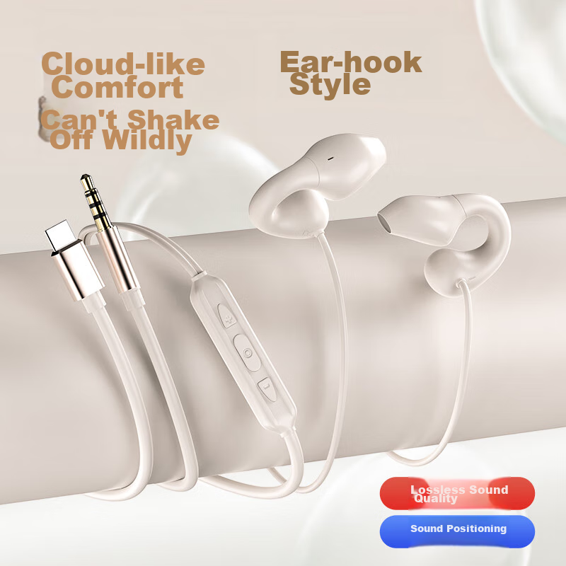 DIVO In-Ear Clip-On Wired Headphones, Bone Conduction, Sports, 1.2m Cable Length...