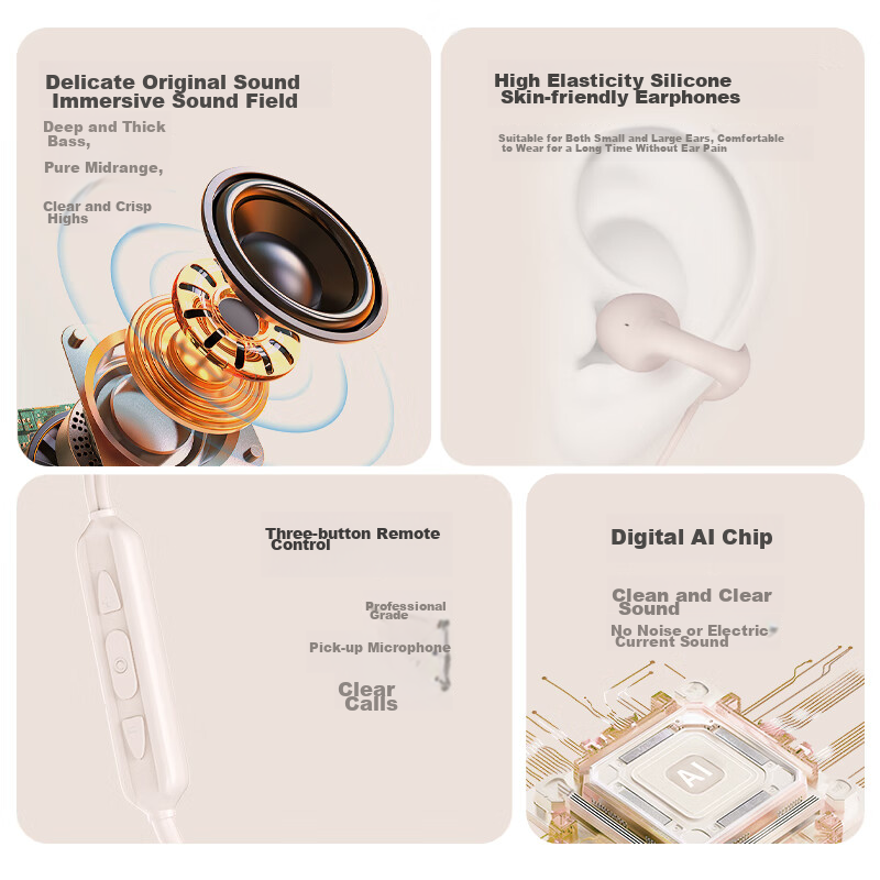 DIVO In-Ear Clip-On Wired Headphones, Bone Conduction, Sports, 1.2m Cable Length...