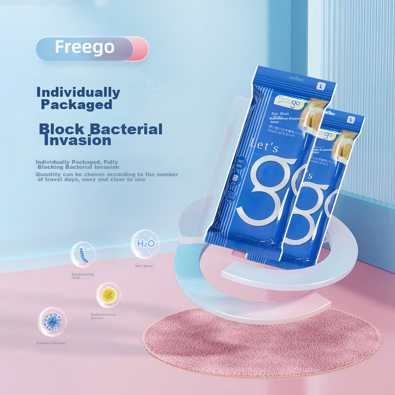 Freego Disposable Men's Underwear, Double-Layer Paper, 7 Individually Wrapped, N...