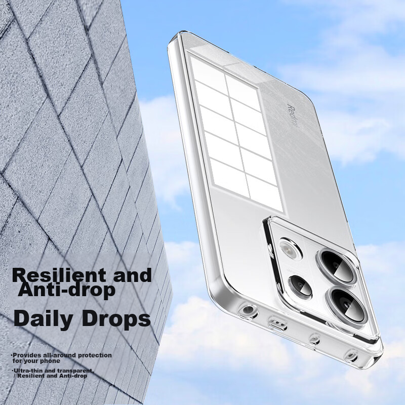 ESCASE Phone Case for Redmi Note 13 Pro, Transparent Full Coverage Ultra-Thin Sh...