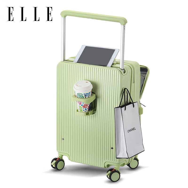ELLE Front-Opening Suitcase, Wide Handle, Large Capacity Travel Case, Zipper Sui...
