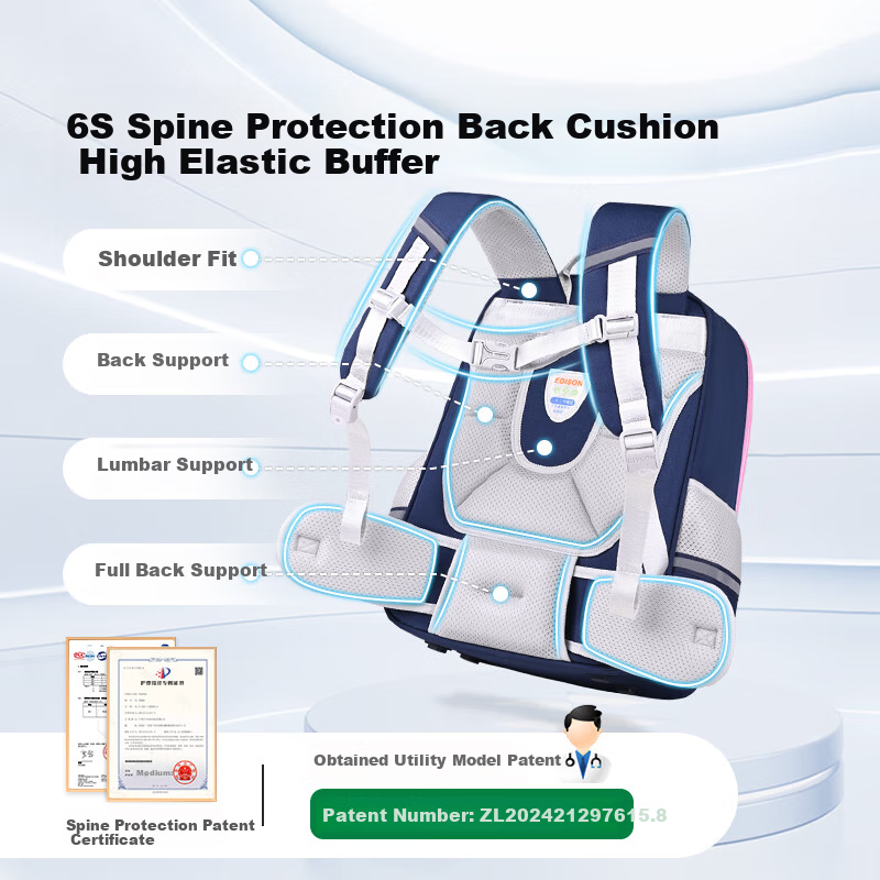 Edison Elementary School Backpack with Spine and Waist Protection, Anti-fall Pri...
